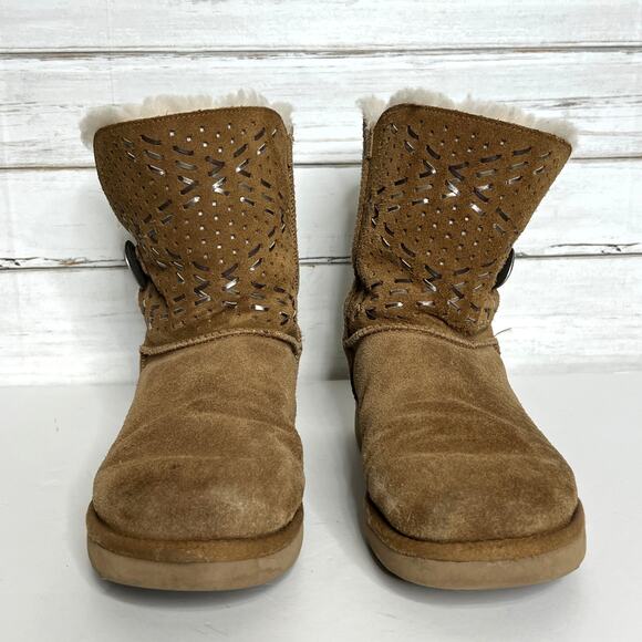 Ugg Bailey Button Tehuano Chestnut Brown Boots Shoe Size 9 - Picture 2 of 11